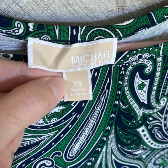 Michael Kors Navy and Kelly Green Long Sleeve Dress - Picture 4 of 7